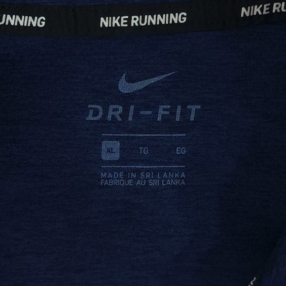 NIKE Dri Fit Mens XL 1/4 Zip Loose Running L/S Shirt Dark Blue Reflective Stripe - Picture 8 of 8